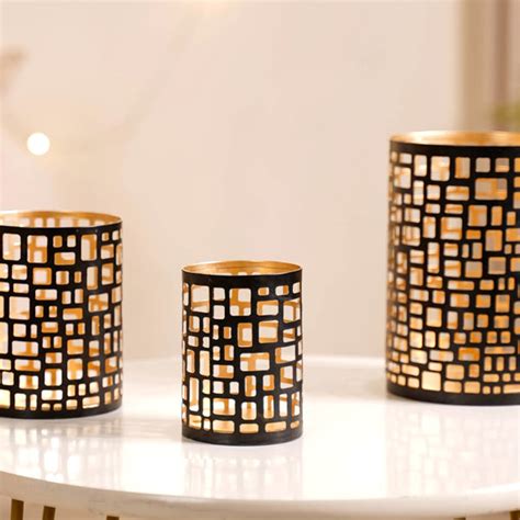 Set of 3 Luxe Metal Cutwork Votive Holder Online - Premium Candle ...