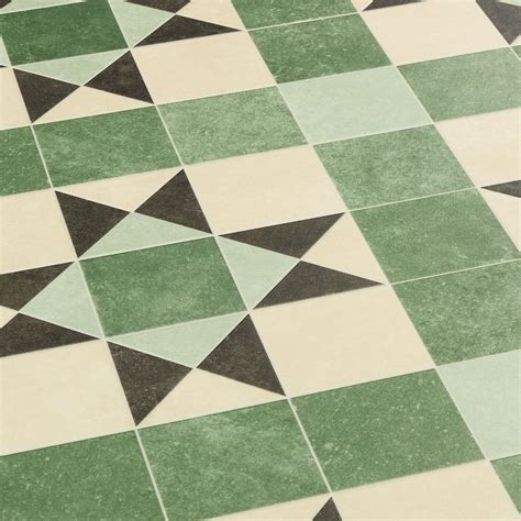 Vintage Vinyl Flooring Retro Green Kitchen Tiles Victorian Foam Sheet ...