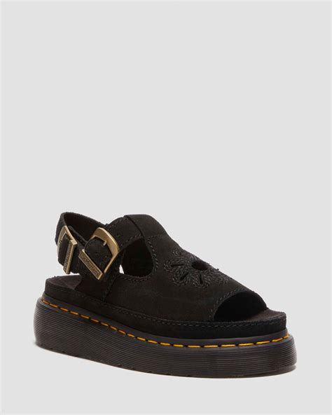 Dunnet Flower Buttersoft leather sandals in Black | Dr. Martens