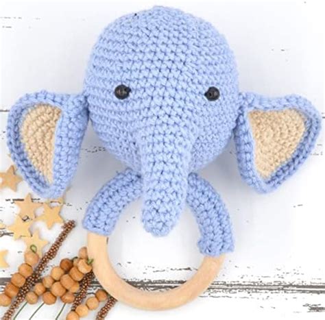 Love Crochet Art Elephant Rattle Cum Soft Toy for Infant, Kids & Babies ...