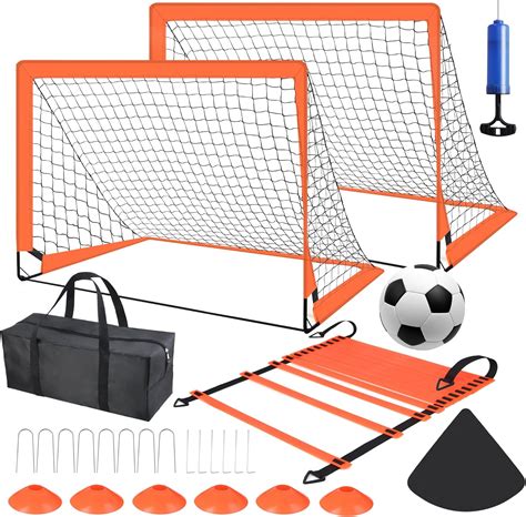 Kids Soccer Goals for Backyard Set of 2, Portable Soccer Goal Training ...