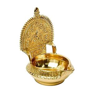 Buy Bhimonee Decor 6-Inch Pure Brass Lakshmi Kuber Kamakshi Deepak Diya ...