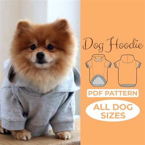 Dog Hoodie Sewing Pattern for Big or Small Dogs XS-XXL, Puppy Clothes ...