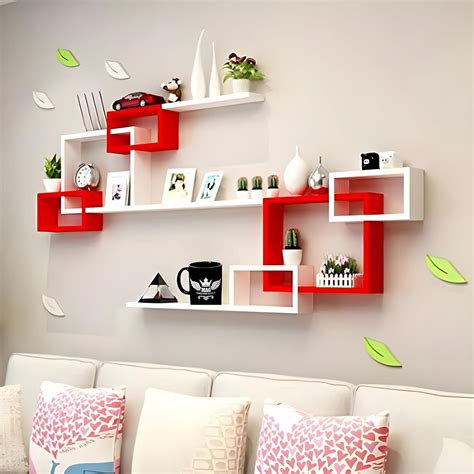 MAYRA Craft Engineered Wooden Painted Floating Wall Mounted Set of 9 ...