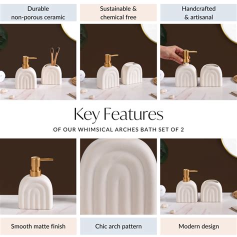 Contemporary Arches Bathroom Set Of 2 Matte White Online - Premium Bath ...