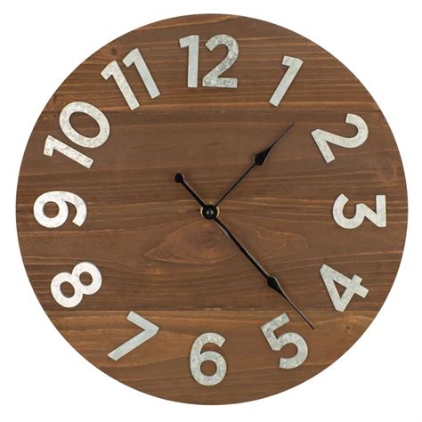 Buy 12 Frameless Rustic Walnut Wood Plank Wall Clock with Galvanized ...