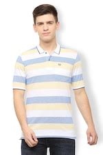 Buy Men White Stripe Polo Neck T-shirt Online - 355668 | Van Heusen