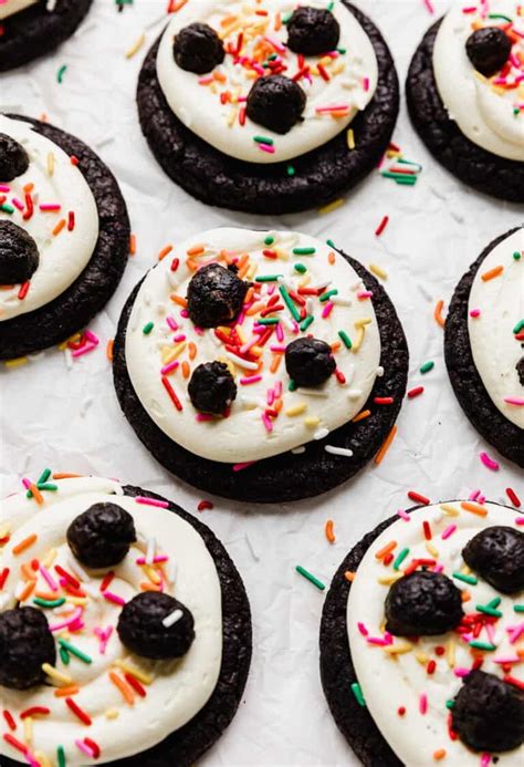 Crumbl Oreo Birthday Cake Cookies - Salt & Baker
