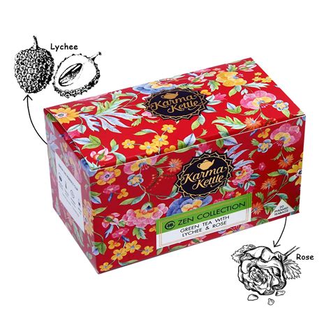 Buy KARMA KETTLE LYCHEE & ROSE GREEN TEA WITH ASSAM GREEN TEA,LYCHEE ...