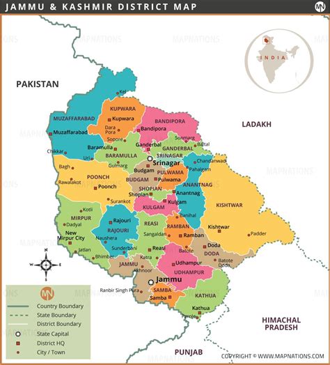 Jammu and Kashmir District Map, J&K District Map