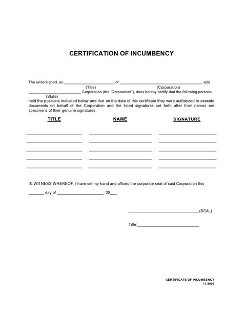 50 Best Certificate of Incumbency Samples (Free) ᐅ TemplateLab