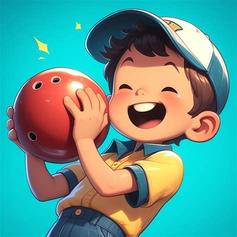 A detroit boy goes bowling in cartoon style | Premium AI-generated vector