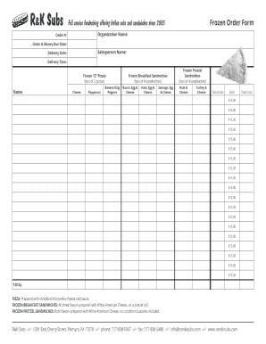 Frozen Order Form - Blank Fillable Template | Fill Out, Print ...