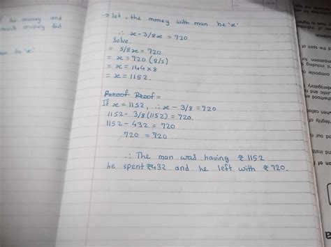 A man spends 3/8 of his money and still has rupees 720 left. How much ...