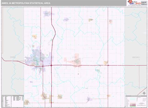 Ames, IA Metro Area Wall Map Premium Style by MarketMAPS - MapSales