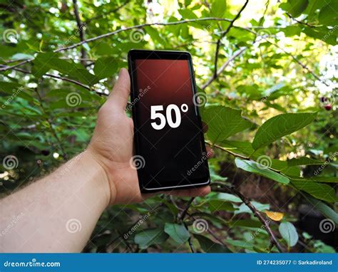 The Thermometer Show a Warm Temperature of 50 Degrees Celsius. Stock ...