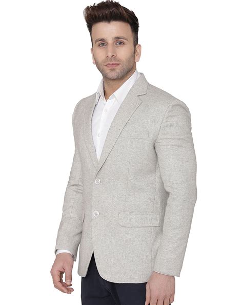 Buy Grey WINTAGE Chevron-Woven Single-Breasted Blazer | AJIO