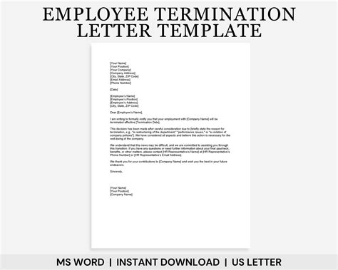 Buy Employee Termination Letter Template, Job Termination Letter ...