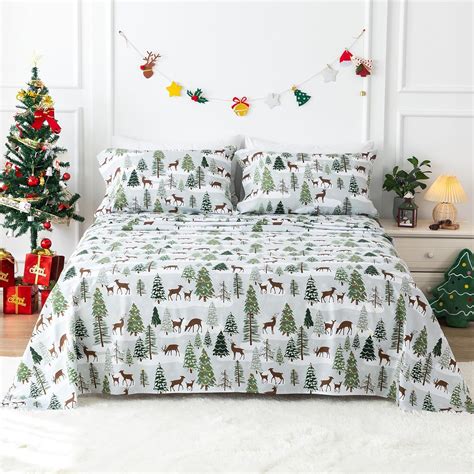 KACEMOO Christmas Sheets California King, Soft Microfiber Pattern Bed ...