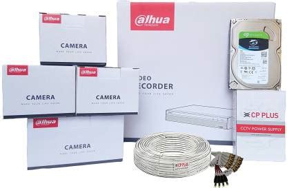 CP PLUS Dahua 2MP CCTV Combo (4Ch DVR + 3 Dome + 1 Bullet Camera + Hard ...
