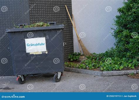 Plastic Container on Wheels Full of Garden Waste. Stock Image - Image ...