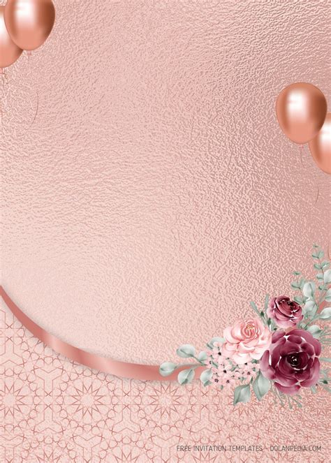 8 Rose Gold Glitter Birthday Invitation Templates