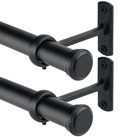 Buy SOMINS Black Curtain Rods 2 Pack, 1 Inch Curtain Rods for Windows ...