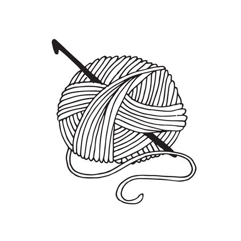 ilustración vectorial en estilo garabato. lindo ovillo y ganchillo. ilustración en blanco y ...