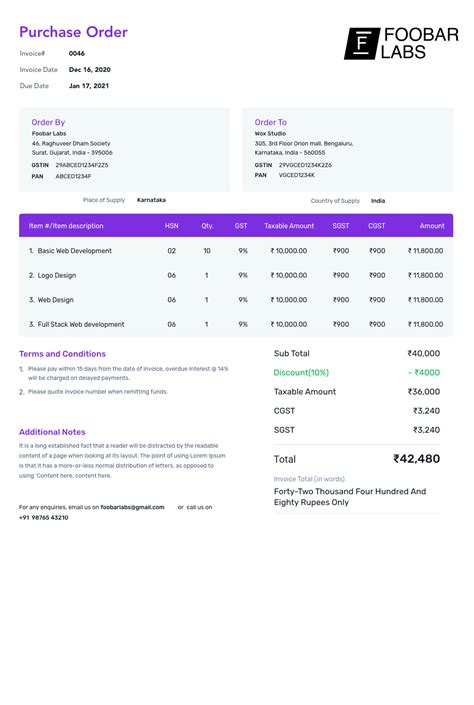 Purchase Order Format Templates | Download PDF