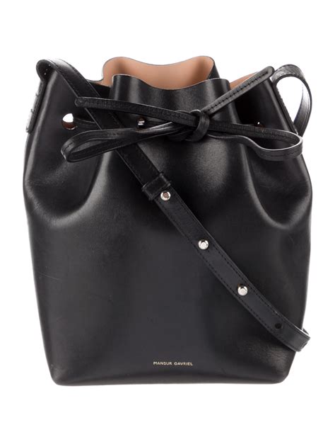 Mansur Gavriel Leather Drawstring Bucket Bag - Black Bucket Bags ...