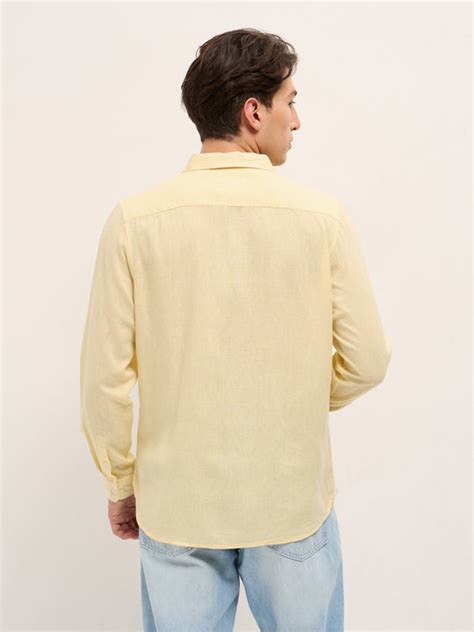 Shop Yellow Solid Lyocell Slim Fit Casual Shirt Online. – bearhouseindia