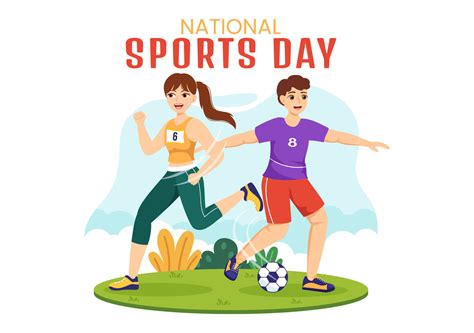 National Sports Day Vector Illustration with Sportsperson from ...