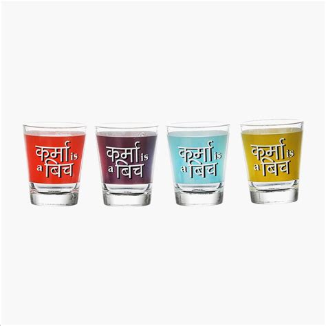 Buy EK DO DHAI Set of 4 Printed Shot Glasses - 60ml from Ek Do Dhai at ...