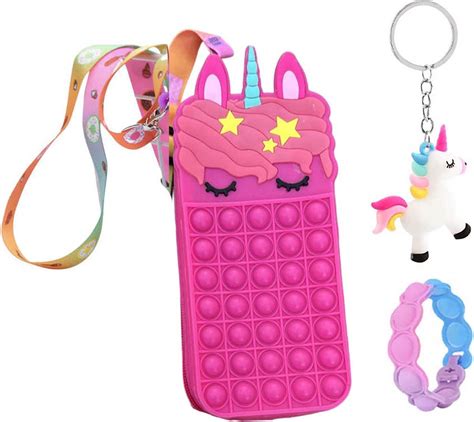 Fidget Toys - Pop It - fidget - unicorn speelgoed - pop it tas 21 x 9 x ...