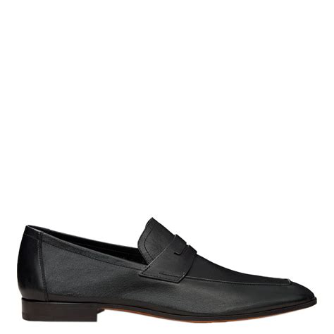 Plain Solid Leather Black Loafer For Men