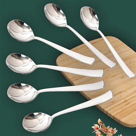 Parage 6 Pieces Stainless Steel Soup Spoon Set for Home & Kitchen, 18.5 ...