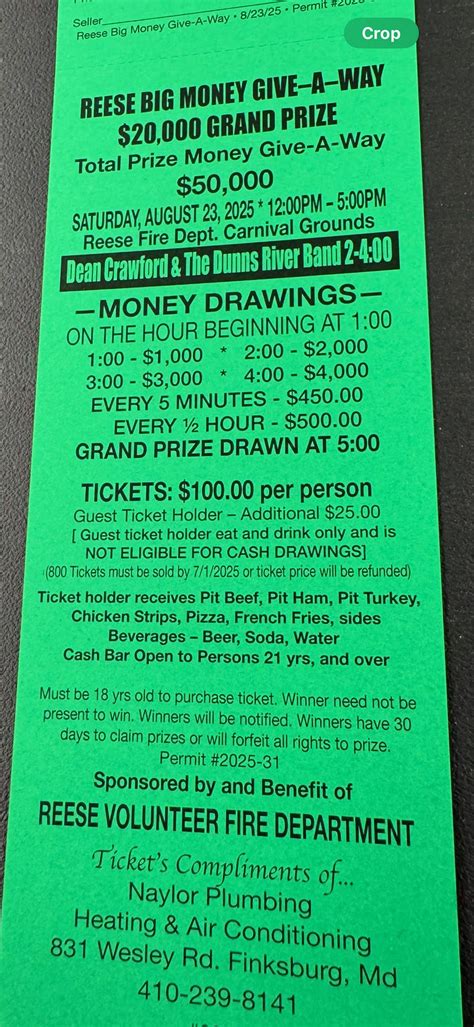 2025 Reese VFC Big Money Give A Way, Reese & Community Volunteer Fire ...