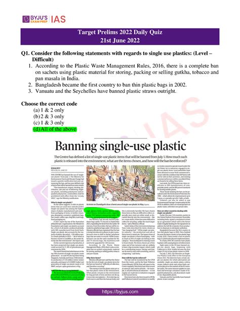 Byjus Exam Prep IAS Daily Quiz 21st June 2022 1 - Target Prelims 2022 ...