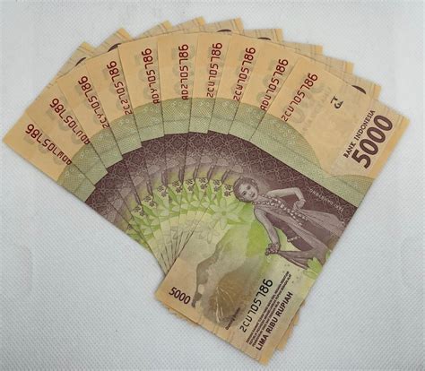 2016 Indonesia – 5,000 Rupiah Banknotes – 10 Notes Lot - Serial Ending ...