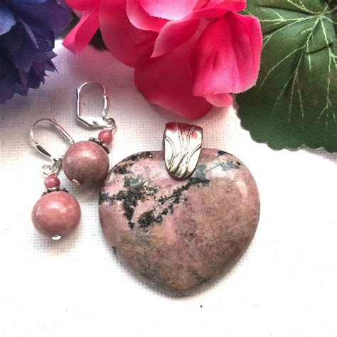 Buy Rhodonite Heart Pendant Set Rhodonite Pendant Rhodonite Online in ...