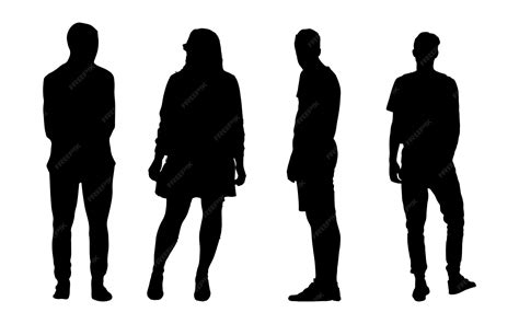 Premium Vector | Standing People Silhouette Vector Set