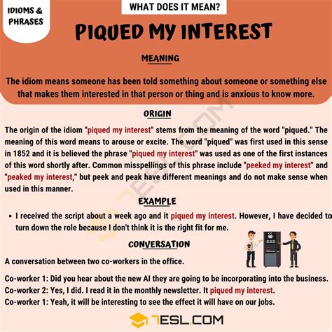 "Piqued My Interest" Meaning, Origin and Examples • 7ESL