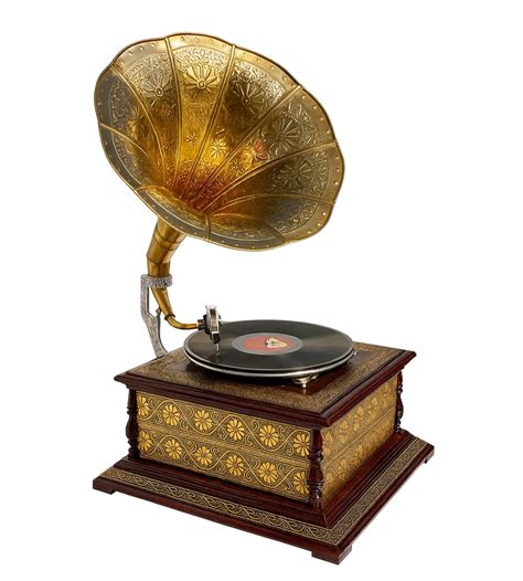 M.A & SONS Non-Electric 78 RPM Hand-Crank Gramophone | Brass Horn ...