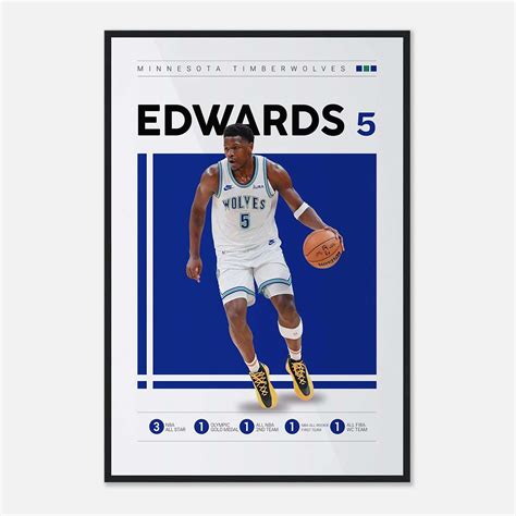 Anthony Edwards Poster, Basketball Poster, Sports Poster, Full-Size ...