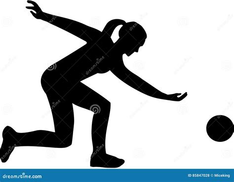 Female Bowling Player Silhouette Stock Vector - Illustration of ball ...