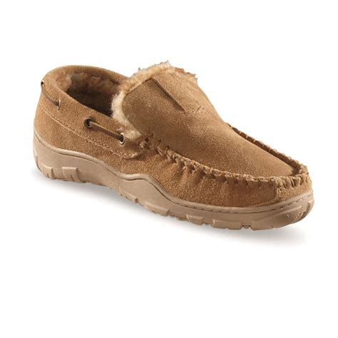 Guide Gear Men's Suede Moccasin Slippers - 706775, Slippers at ...