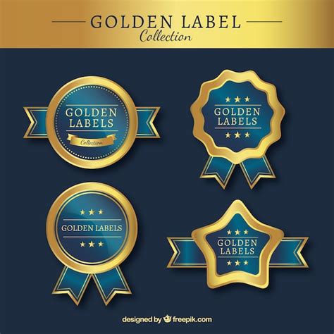 Pack of golden luxury stickers | Free Vector