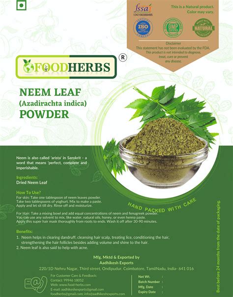 Buy Neem Leaf Powder Online - Foodherbs