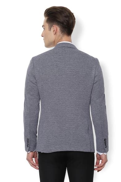 Buy Men Grey Textured Slim Fit Formal Blazer Online - 450917 | Van Heusen
