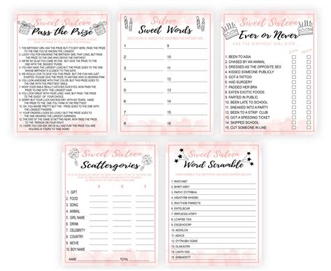 Printable Sweet 16 Games